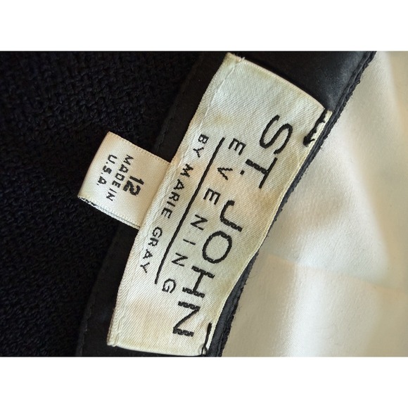 St. John Evening Santana Knit Crystal Black Sequin 12 Blazer Jacket Top LUXURY - Picture 6 of 10